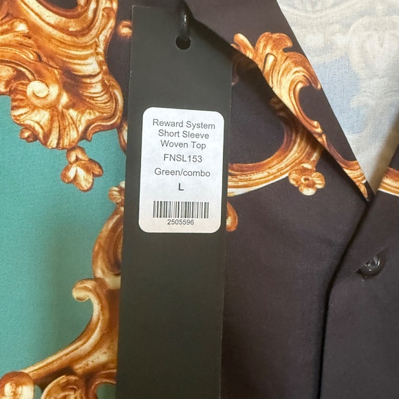 Fashion Nova Men Green Abstract Woven Shirt SZ L. - Picture 4 of 10